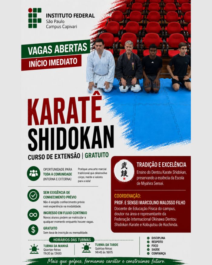 Divulgação Curso de Extensão gratuito de Karatê