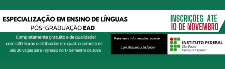 Processo Seletivo da Turma 2026 da Pós-Graduação Lato Sensu em Ensino de Línguas