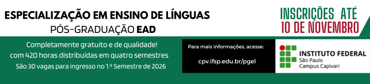 Processo Seletivo da Turma 2026 da Pós-Graduação Lato Sensu em Ensino de Línguas